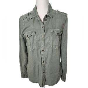 American eagle‎ boyfriend fit button up green top